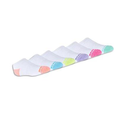 Lány Skechers 6 Pack Low Cut Gyalogló Zokni Fehér | HUA7958