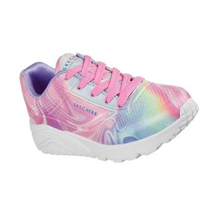 Lány Skechers Uno Lite - Swirlified Tornacipő Rózsaszín Színes | HU60458
