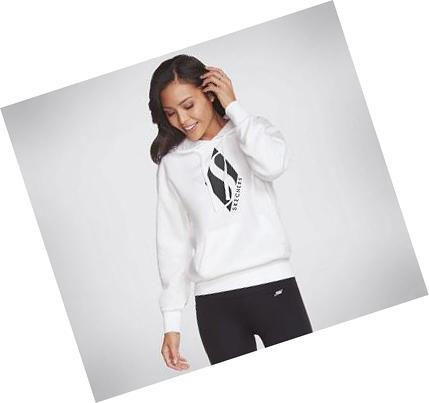 Női Skechers Apparel - Big Diamond Kapucnis Pulóver Fehér | HU3734C