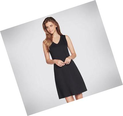 Női Skechers Apparel Day Off V-Neck Ruha Fekete | HU50190