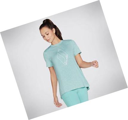 Női Skechers Apparel Diamond Blissful Póló Türkiz | HU46094