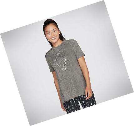 Női Skechers Apparel Diamond Blissful Póló Fekete | HU4634L