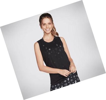 Női Skechers Apparel Diamond Status Burnout Póló Fekete | HU4909G