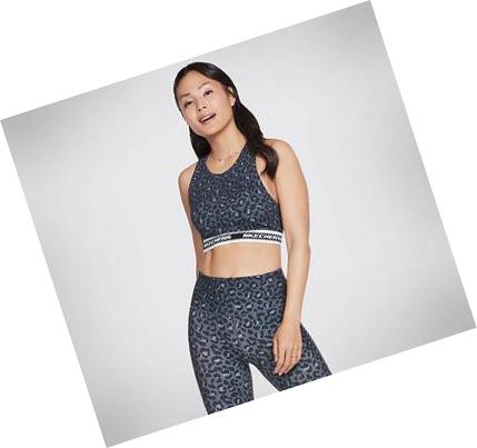 Női Skechers Apparel Midnight Leopard Crop Sportmelltartó Leopárd | HU49190