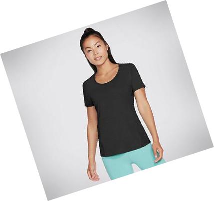Női Skechers Apparel Motion Stripe Strand Póló Fekete | HU4544R