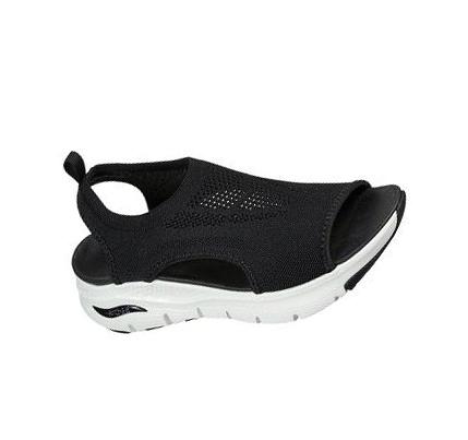 Női Skechers Arch Fit - City Catch Szandál Fekete | HU5405D
