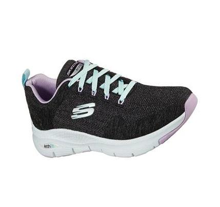 Női Skechers Arch Fit - Comfy Wave Gyalogló Cipő Fekete Levendula | HU42233