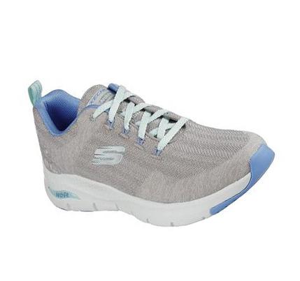 Női Skechers Arch Fit - Comfy Wave Gyalogló Cipő Világos Szürke Kék | HU4248S