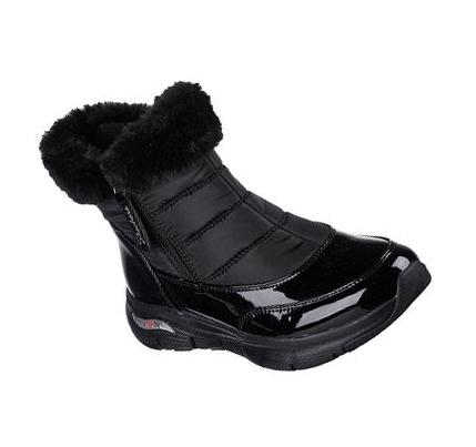 Női Skechers Arch Fit - Cool Puff Csizma Fekete | HUI241E