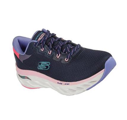Női Skechers Arch Fit Glide-Step - Highlighter Edzőcipő Sötétkék Színes | HU4798L