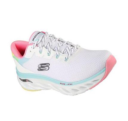 Női Skechers Arch Fit Glide-Step - Highlighter Edzőcipő Fehér Színes | HU48238
