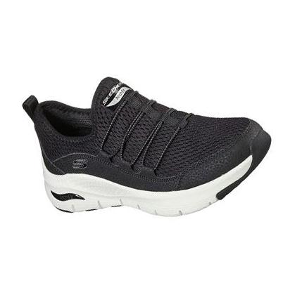 Női Skechers Arch Fit - Lucky Thoughts Gyalogló Cipő Fekete Fehér | HU7072A