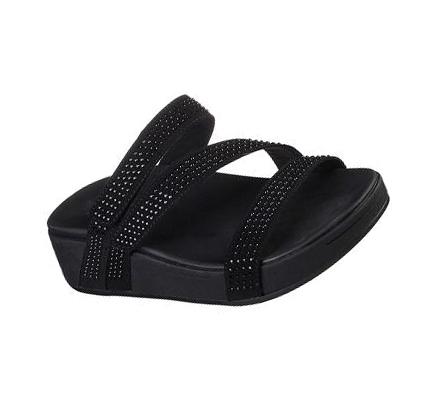 Női Skechers Arch Fit Retrogrades - Glittery Szandál Fekete | HU4626A