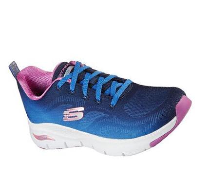Női Skechers Arch Fit - Vibrant Step Edzőcipő Sötétkék Színes | HU4648R