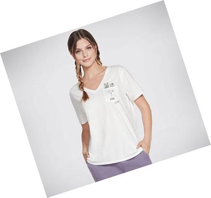 Női Skechers BOBS Apparel 4 Legged Pocket Póló Fehér | HU47590