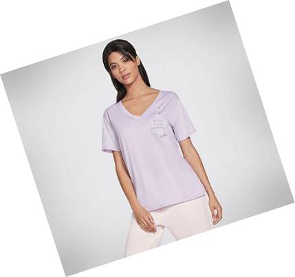 Női Skechers BOBS Apparel All You Need Pocket Póló Levendula | HU4494B