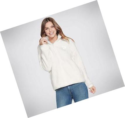 Női Skechers BOBS Apparel Cuddle 1/4 Zip Pullover Kapucnis Pulóver Fehér | HU40090