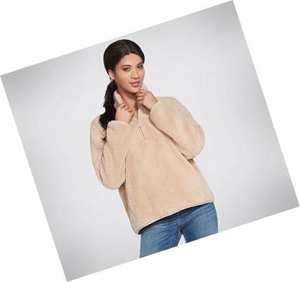 Női Skechers BOBS Apparel Cuddle 1/4 Zip Pullover Kapucnis Pulóver Barna | HU40225