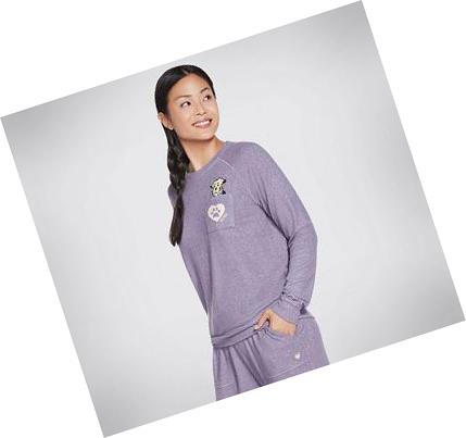 Női Skechers BOBS Apparel Dapper Cozy Póló Lila | HU4169X