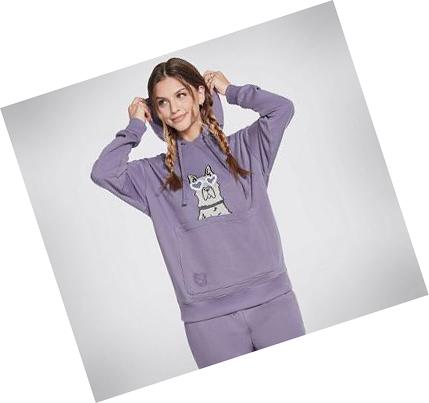 Női Skechers BOBS Apparel Dawg Pouch Pullover Kapucnis Pulóver Lila | HU4222S