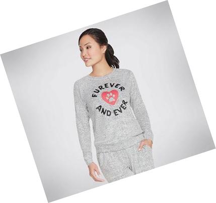 Női Skechers BOBS Apparel Furever Cozy Póló Szürke | HU4159Q
