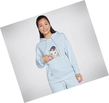 Női Skechers BOBS Apparel Hipcat Pouch Pullover Kapucnis Pulóver Kék | HU4309E