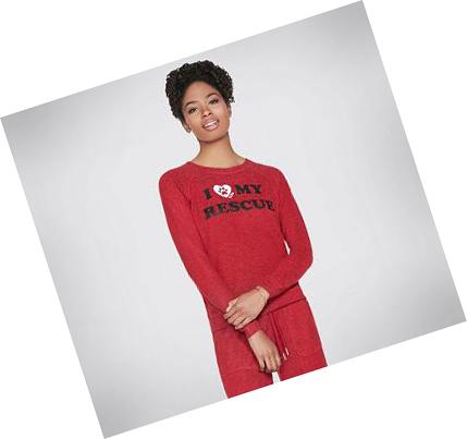 Női Skechers BOBS Apparel Rescue Cozy Póló Piros | HU4144S