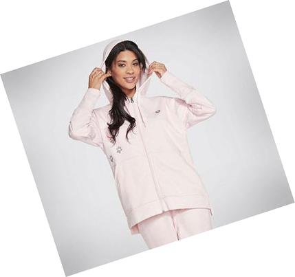 Női Skechers BOBS Apparel Rescued High Rib Front Zip Kapucnis Pulóver Rózsaszín | HU4097B