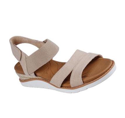 Női Skechers BOBS Beach Kiss - Bottle Notes Éktalpú Cipő Bézs | HU31534