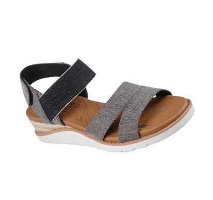 Női Skechers BOBS Beach Kiss - Bottle Notes Szandál Fekete | HU51530