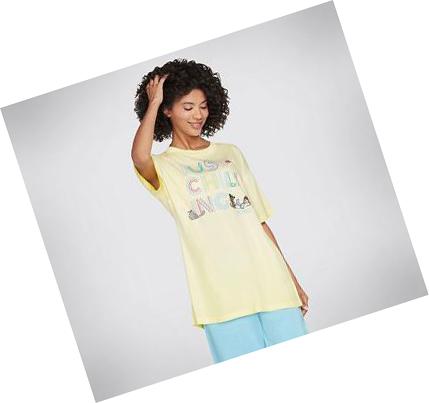 Női Skechers BOBS Chilling Furfriend Póló Sárga | HU4584L