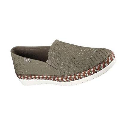 Női Skechers BOBS Flexpadrille 3.0 - Geo Nomics Slip Ons Olivazöld | HU50293