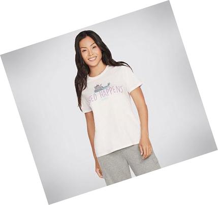 Női Skechers BOBS Shed Happens Póló Fehér | HU4597G