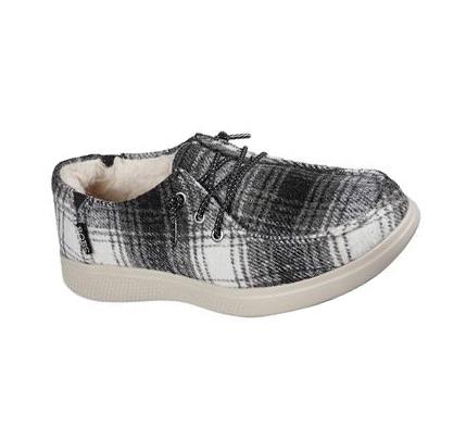Női Skechers BOBS Skipper - Plaid Pretender Slip Ons Fekete Fehér | HU3249Q