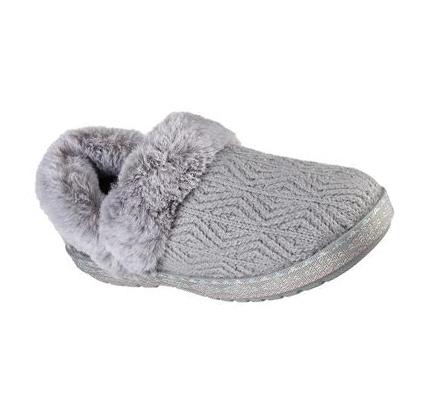 Női Skechers BOBS Too Cozy - Deco Drifter Papucs Szürke | HU6276S