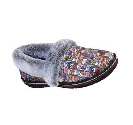 Női Skechers BOBS Too Cozy - Mad Plaid Papucs Fekete Színes | HU6292A