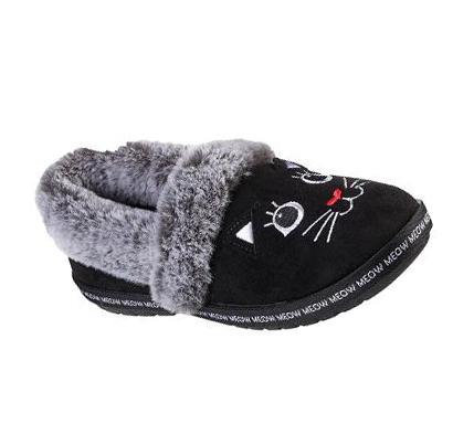 Női Skechers BOBS Too Cozy - Meow Pajamas Papucs Fekete | HU6328S