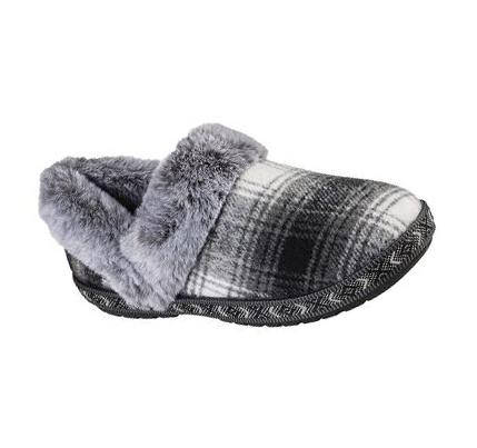 Női Skechers BOBS Too Cozy - Plaid Party Papucs Fekete | HU62780