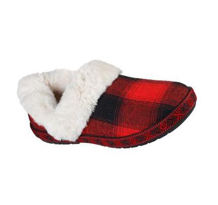 Női Skechers BOBS Too Cozy - Pleasantly Plaid Papucs Piros | HU6280L