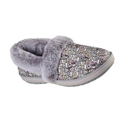 Női Skechers BOBS Too Cozy - Purrfect Storm Papucs Szürke Színes | HU6317Q