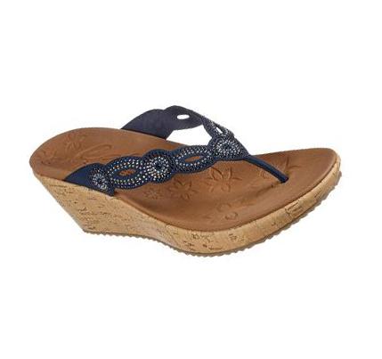 Női Skechers Beverlee - Happy Charmer Éktalpú Cipő Sötétkék | HU3317B