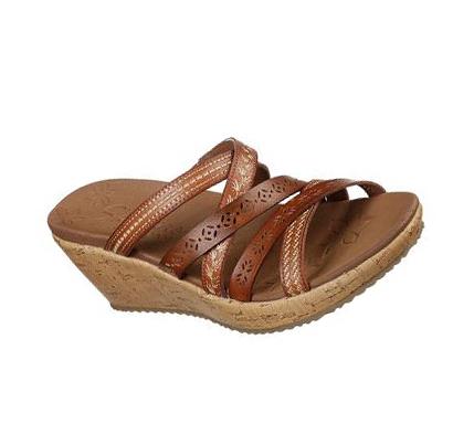 Női Skechers Beverlee - Tiger Posse Sandal Éktalpú Cipő Barna | HU3301Q