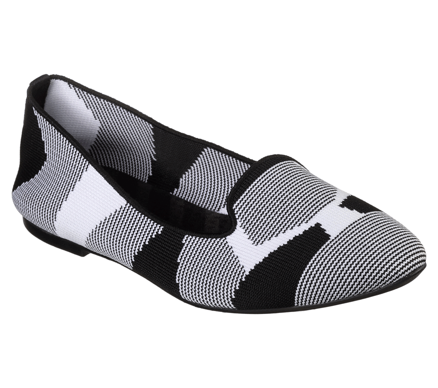 Női Skechers Cleo - Sherlock Flats Fekete Fehér | HUA9760
