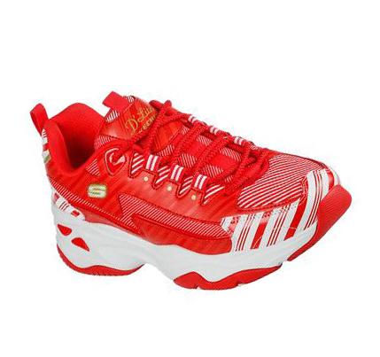 Női Skechers D'Lites 4.0 - Candy Canes Tornacipő Piros Fehér | HU51230