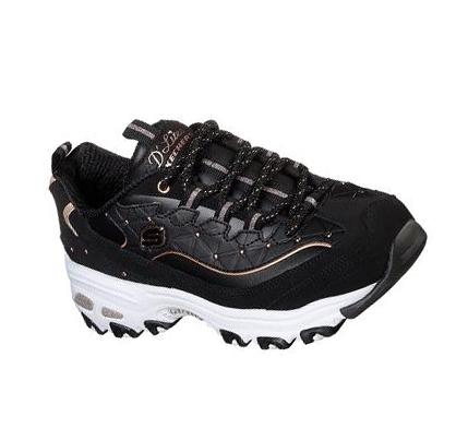 Női Skechers D'Lites - Glamour Feels Tornacipő Fekete Arany | HU67090