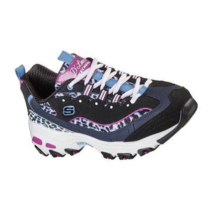 Női Skechers D'Lites - Infinite Hype Tornacipő Fekete Kék | HU67193