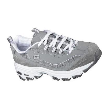 Női Skechers D'Lites - Me Time Tornacipő Szürke Fehér | HUI548L
