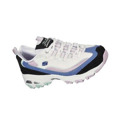 Női Skechers D'Lites - Varsity Spirit Tornacipő Fekete Kék | HUI673X