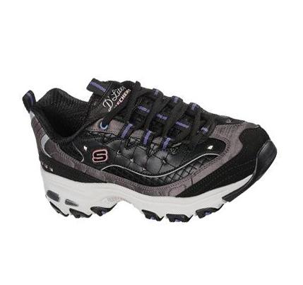 Női Skechers D'Lites - Vibrant Night Tornacipő Fekete Titán | HU7094B