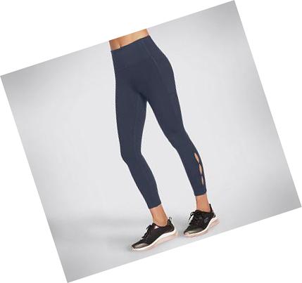 Női Skechers Diamond Slit HW 7/8 Leggings Sötétkék | HU5719Q